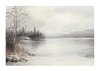 A poster showing a mist shrouded lake surrounded by frosty nature and winter stillness-1