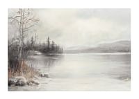 A poster showing a mist shrouded lake surrounded by frosty nature and winter stillness-1