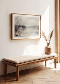A poster showing a mist shrouded lake surrounded by frosty nature and winter stillness-8