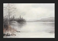 A poster showing a mist shrouded lake surrounded by frosty nature and winter stillness-5