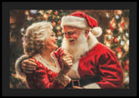 Egy plakát, amely a Mikulást és a Mikulás asszonyt mutatja egy szeretetteljes és örömteli pillanatban-4