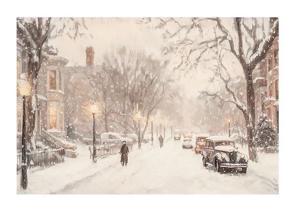 Plagát Snowfall On Nostalgic Streets