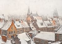 A poster showing a picturesque town with snow-covered roofs and church steeples in the stillness of winter-3