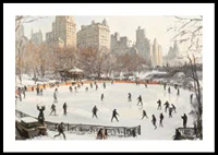 A poster depicting a skating rink in a snow-covered park-0