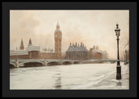A poster depicting Big Ben and Westminster in a still winter landscape by the River Thames-4