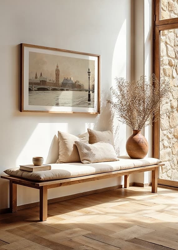 A poster depicting Big Ben and Westminster in a still winter landscape by the River Thames-12