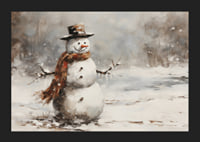 A poster showing a playful snowman in a sparkling winter landscape-5