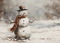 A poster showing a playful snowman in a sparkling winter landscape-7