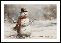 A poster showing a playful snowman in a sparkling winter landscape-0