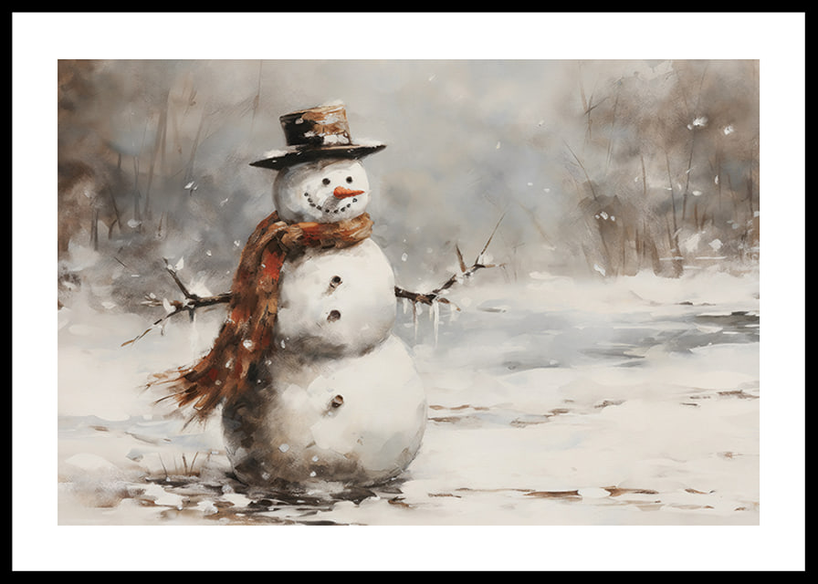 A poster showing a playful snowman in a sparkling winter landscape-12