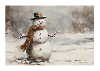 A poster showing a playful snowman in a sparkling winter landscape-1