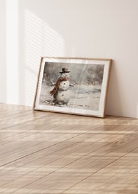 A poster showing a playful snowman in a sparkling winter landscape-8