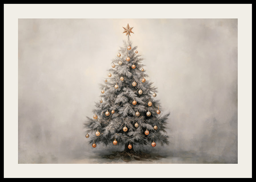 A poster showing a decorated Christmas tree with golden details-12