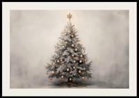 Een poster met een versierde kerstboom met gouden details-2