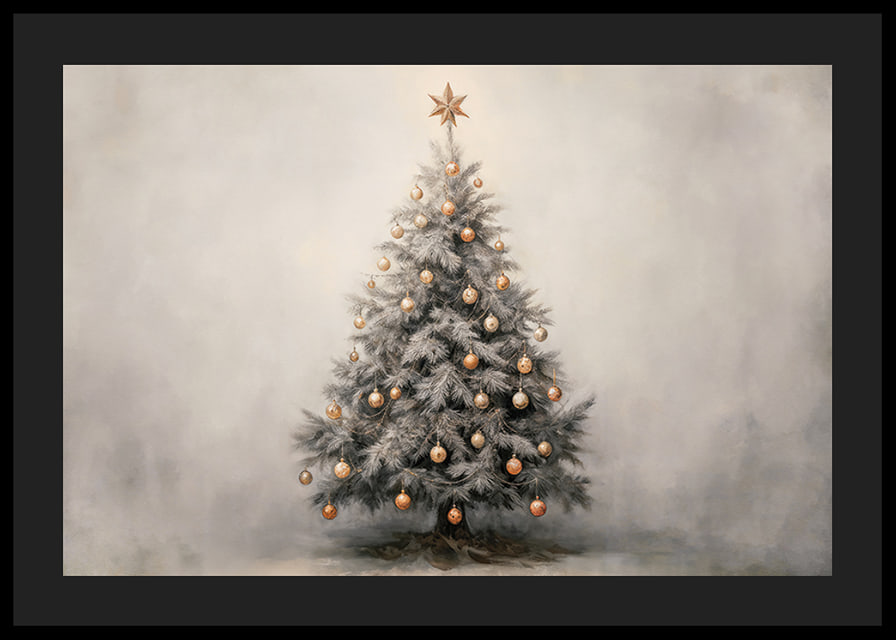 A poster showing a decorated Christmas tree with golden details-12