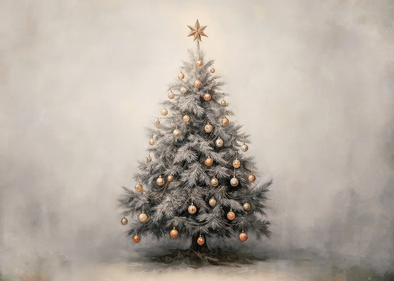 A poster showing a decorated Christmas tree with golden details-12