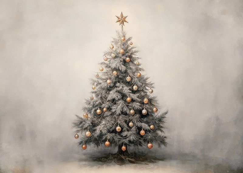 A poster showing a decorated Christmas tree with golden details-12