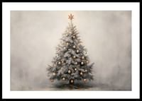 A poster showing a decorated Christmas tree with golden details-0