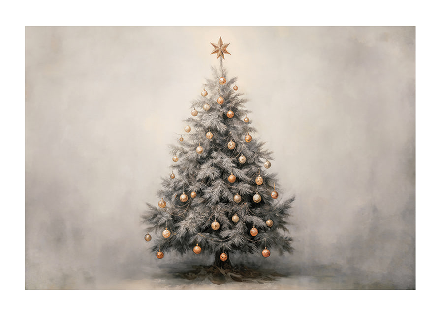 A poster showing a decorated Christmas tree with golden details-12