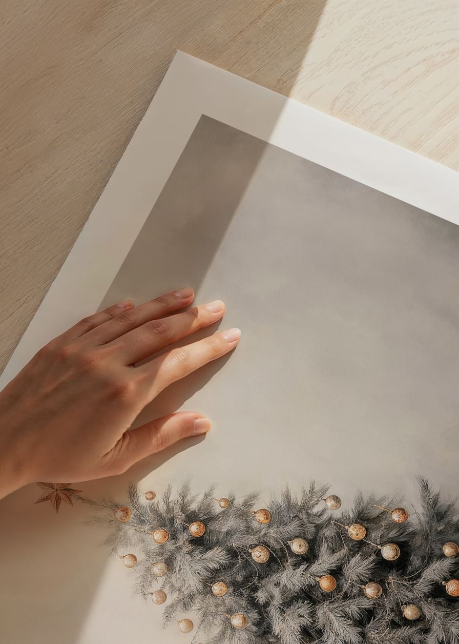 A poster showing a decorated Christmas tree with golden details-12