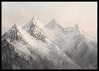 En poster som skildrar snötäckta bergstoppars majestät i ett drömskt och lugnt ljus-6