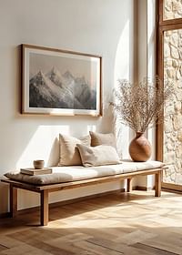 A poster depicting the majesty of snow-capped mountain peaks in a dreamy and calm light-4