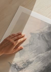 A poster depicting the majesty of snow-capped mountain peaks in a dreamy and calm light-5