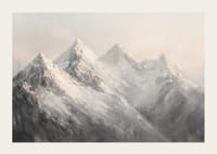 Plagát zobrazujúci majestátnosť zasnežených vrcholkov hôr v zasnenom a pokojnom svetle-3