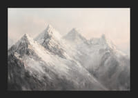 Plagát zobrazujúci majestátnosť zasnežených vrcholkov hôr v zasnenom a pokojnom svetle-5