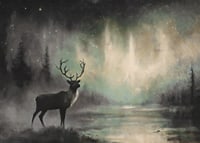 A poster showing a majestic deer under the northern lights-7