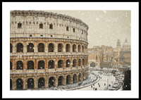 A poster showing the Colosseum in an unusual winter outfit-0