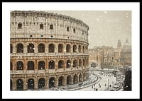 Un afiș care arată Colosseumul într-o ținută neobișnuită de iarnă-0