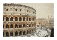 A poster showing the Colosseum in an unusual winter outfit-1