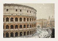 A poster showing the Colosseum in an unusual winter outfit-3