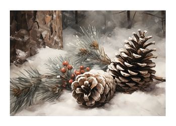 Poster Frosted Pinecone Elegance