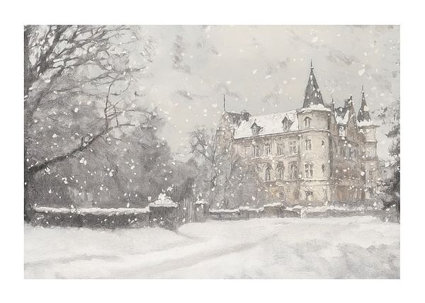 Plagát Snowfall Over Timeless Towers