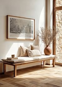 A poster capturing a grand castle in soft snowfall-4