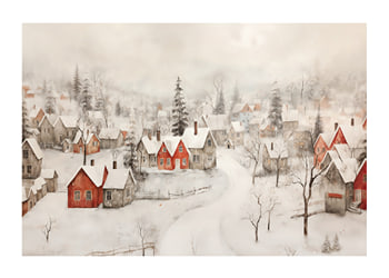 Poster Frosted Village Charm