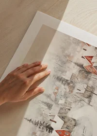 A poster showing an idyllic winter village with red cottages -9