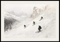 Négy síelő posztere, amint lerohan egy hóval borított hegyoldalon-2