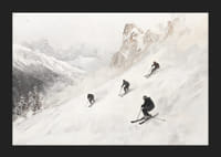 Négy síelő posztere, amint lerohan egy hóval borított hegyoldalon-5