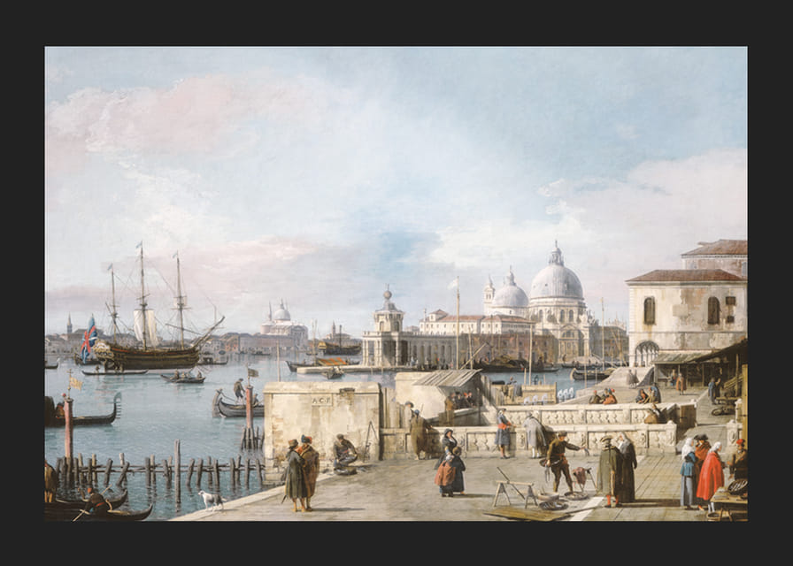 Eingang zum Canale Grande vom Molo, Venedig von Canaletto-12