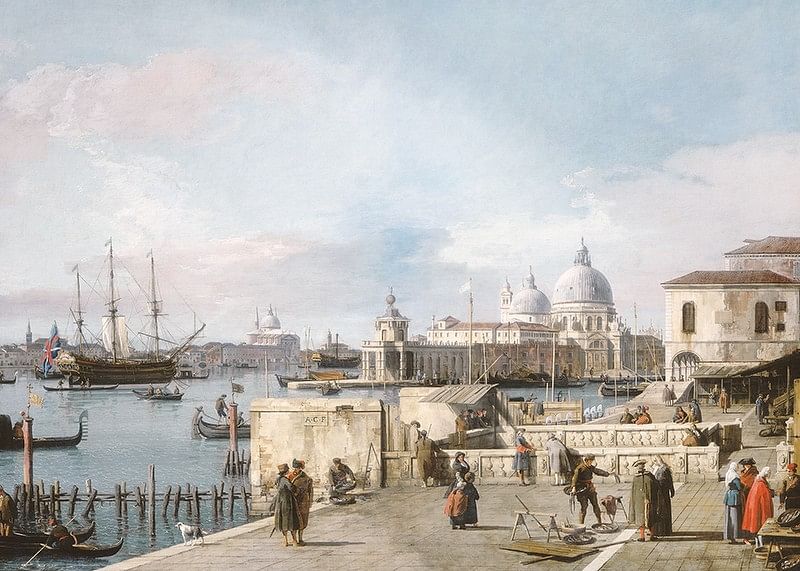 Eingang zum Canale Grande vom Molo, Venedig von Canaletto-12