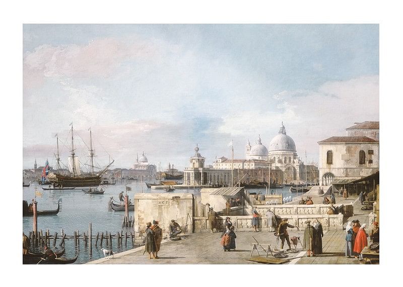 Eingang zum Canale Grande vom Molo, Venedig von Canaletto-12