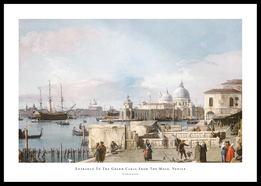Entrance To The Grand Canal From The Molo, Venice By Canaletto-12