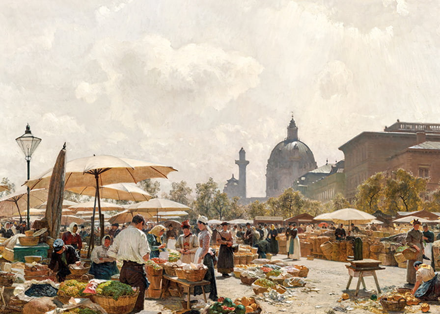 The Naschmarkt In Vienna By Carl Moll-12