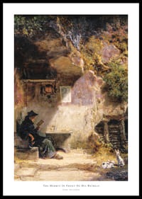 The Hermit In Front Of His Retreat By Carl Spitzweg-0