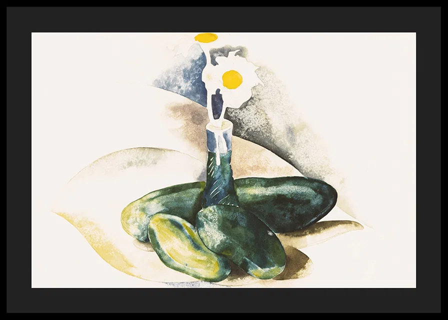 Cucumbers And A Flask of Daisies By Charles Demuth-12