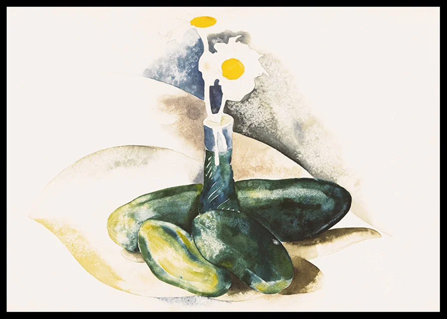 Cucumbers And A Flask of Daisies By Charles Demuth-12