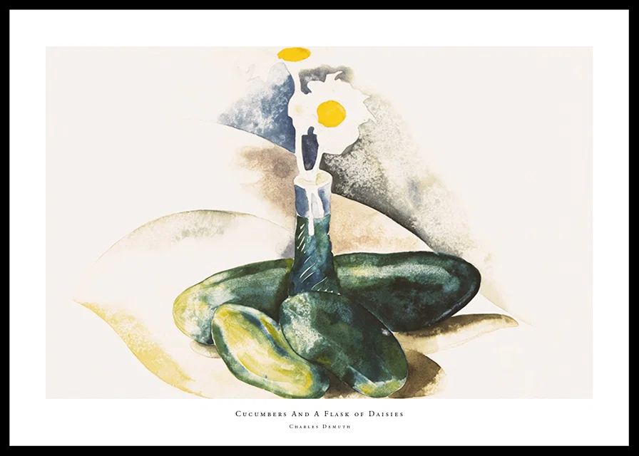 Cucumbers And A Flask of Daisies By Charles Demuth-12